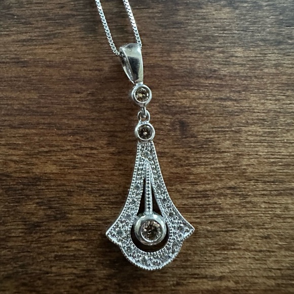 14k Solid Gold Diamond Melee Pendant Necklace